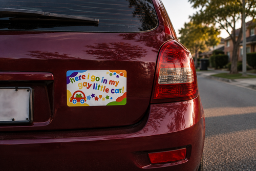 Funny “Gay Little Car” Bumper Sticker